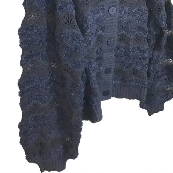 Farm Rio Navy Blue Mixed Stitches Cardigan - Picture 7 of 16